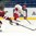 SPISSKA NOVA VES, SLOVAKIA - APRIL 20: Vladislav Gabrus #24 of Belarus lets a shot go while Latvia's Arvils Bergmanis #4 defends during relegation round action at the 2017 IIHF Ice Hockey U18 World Championship. (Photo by Steve Kingsman/HHOF-IIHF Images)

